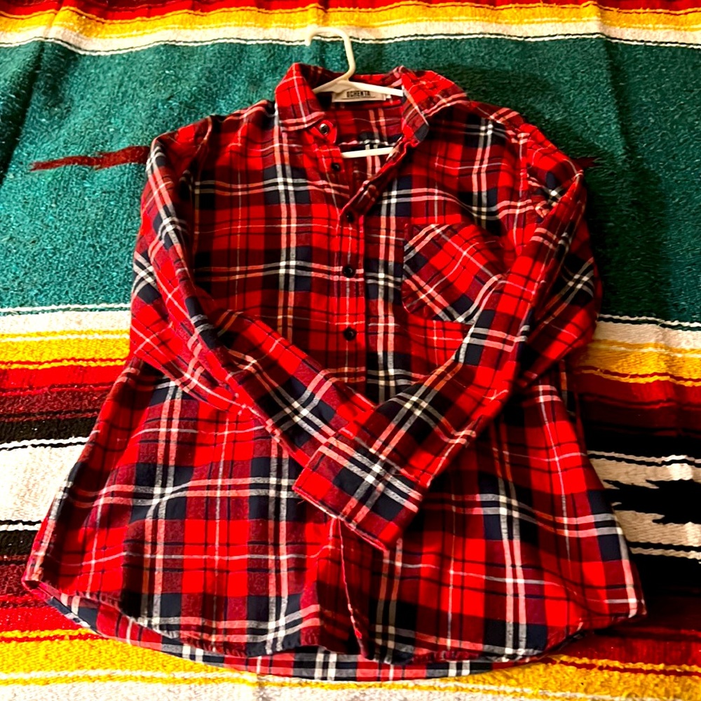 EUC red plaid button up flannel